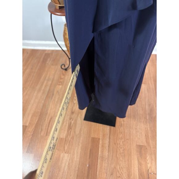 ASOS Bridesmaid's Maxi Dress Womens 12 Navy Lagenlook Fairy Goth Y2K Cape Top - Picture 5 of 15